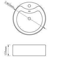 Wasbak met overloop, keramiek, rond, wit - thumbnail