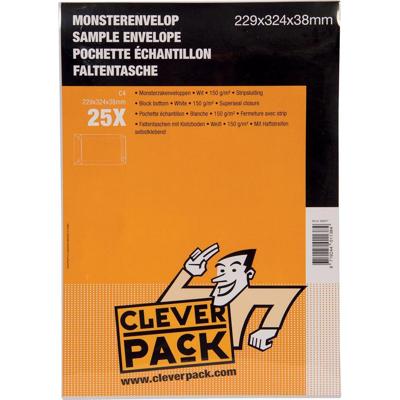 Cleverpack monsterenveloppen, ft 229 x 324 x 38 mm, met stripsluiting, wit, pak van 25 stuks Cleverpack monsterenveloppen, ft 229 x 324 x 38 mm, met stripsluiting, wit, pak van 25 stuks