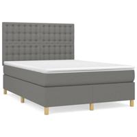 Boxspring met matras stof donkergrijs 140x190 cm - thumbnail