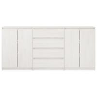 Bijzetkasten 3 st massief grenenhout wit - thumbnail