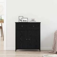 Dressoir met lade Zwart Eiken 70 x 30 x 80 cm Bewerkt hout - thumbnail