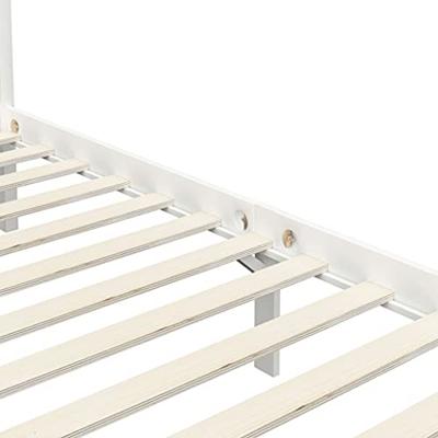 Hemelbedframe massief grenenhout wit 90x200 cm