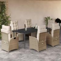 7-delige Tuinset met kussens poly rattan beige - thumbnail