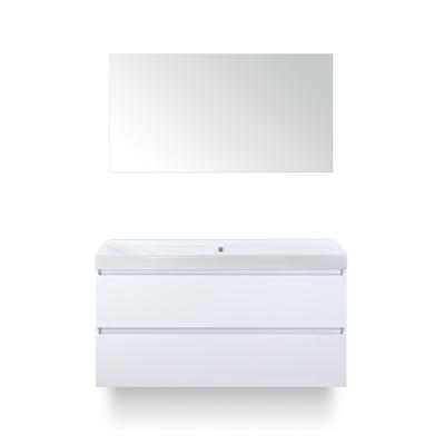 Maxx XL Badmeubelset 120 cm - Wit Hoogglans - Wastafel Just Enkel Zonder kraangat - met Spiegel