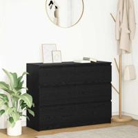Dressoir 100x35x76 cm spaanplaat zwart eikenkleurig - thumbnail