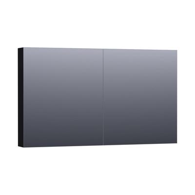 Brauer Impress Deluxe Spiegelkast - 120 cm - met interne en externe Verlichting - 2 Dubbelzijdige Spiegeldeuren - Mat Zwart