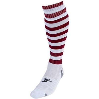 Precision voetbalsokken Hooped unisex nylon wit/donkerrood