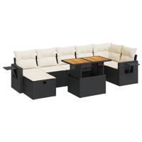 5-delige Loungeset met kussens poly rattan acacia zwart - thumbnail