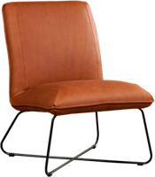 Cognac leren industriële fauteuil zonder armleuning Less - Rancho Leer Cognac (cognac leer) - thumbnail