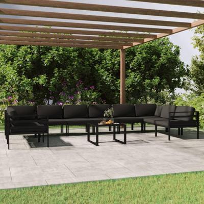 11-delige Loungeset met kussens aluminium antracietkleurig
