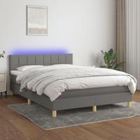 Boxspring met matras en LED stof donkergrijs 140x190 cm - thumbnail