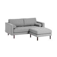 2-zitsbank Debra lichtgrijs met voetenbank 182 cm - thumbnail
