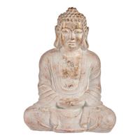 Decoratief tuinfiguur Boeddha Wit/Goud Polyresin (25 x 57 x 42,5 cm) - thumbnail