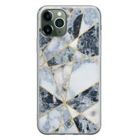 iPhone 11 Pro Max siliconen hoesje - Marmer blauw - thumbnail