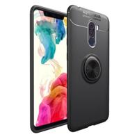Lenuo magnetische metalen ring telefoon houder TPU Case voor Xiaomi POCO F1 (zwart) - thumbnail
