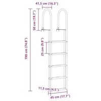 xl Dock ladder Zilver 45 x 11.5 x 190 cm Aluminium - thumbnail