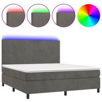 Boxspring met matras en LED fluweel donkergrijs 160x200 cm - thumbnail