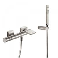 Badkraan Tres Loft | Opbouw | Mengkraan | Waterval uitloop | Incl.Handdoucheset | 2-weg | hoh 15 cm | 1-knop | Rond | RVS look - thumbnail