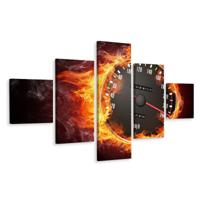 Schilderij - Snelheidsmeter in vuur en vlam, 5luik, Premium print - thumbnail