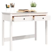 Bureau met lades 100x50x78 cm massief grenenhout wit - thumbnail