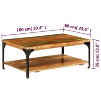 Salontafel met schap 100x60x35 cm massief gerecycled hout - thumbnail