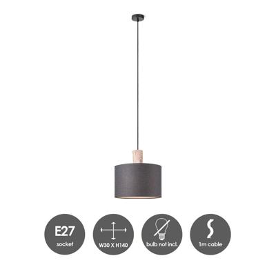 Home sweet home linnen hanglamp 30 cm zwart