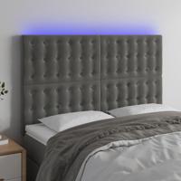Hoofdbord LED 144x5x118/128 cm fluweel donkergrijs - thumbnail