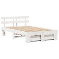 Bedframe met hoofdeinde Wit 120 x 190 cm Massief grenenhout - thumbnail
