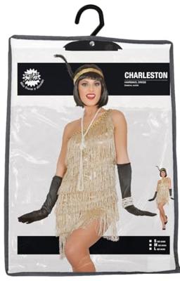 Gouden Charleston kostuum franjes - thumbnail
