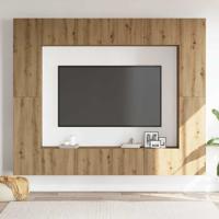 8-delig Tv-meubelset wandmontage bewerkt hout artisanaal eiken - thumbnail