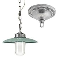 Kettinglamp Solingen groen glazen stolp verandalamp hanglamp - thumbnail