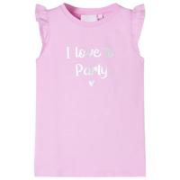 VidaXL Kindershirt met ruches aan de mouwen 128 lila - thumbnail