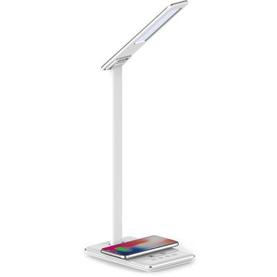 LED Bureaulamp - Brinton - 5W - Aanpasbare Lichtkleur CCT - Dimbaar - Qi Draadloze Oplaadfunctie - Wit