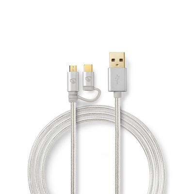 2-in-1-Kabelset voor Synchroniseren, Opladen en AV-Ondersteuning | Adapter Type C | Verguld 1,0 m USB A Male naar USB Micro-B Male-Kabel | Voor Aansluiting van Smartphone en Mobiele Apparaten 2-in-1-Kabelset voor Synchroniseren, Opladen en AV-Ondersteuning | Adapter Type C | Verguld 1,0 m USB A Male naar USB Micro-B Male-Kabel | Voor Aansluiting van Smartphone en Mobiele Apparaten