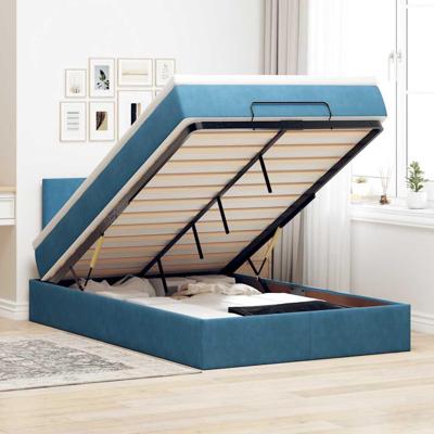 Ottoman bed met matras 120x200cm fluweel donkerblauw