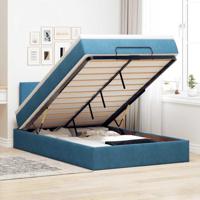 Ottoman bed met matras 120x200cm fluweel donkerblauw - thumbnail
