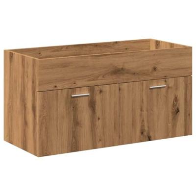 4-delige Badkamermeubelset bewerkt hout artisanaal eikenkleur