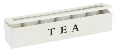 Svenska Living Theedoos hout 6-vaks 9x43x9cm wit