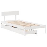 Bedframe zonder matras massief grenenhout wit 75x190 cm - thumbnail