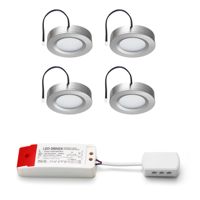 Set Led opbouwspot Adria zilver 3W dimbaar IP44 3-6 stuks - thumbnail