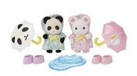 Gelede figuren - SYLVANIAN FAMILIES - Babyduo in regenpakken - Panda en Marshmallow Mouse - thumbnail