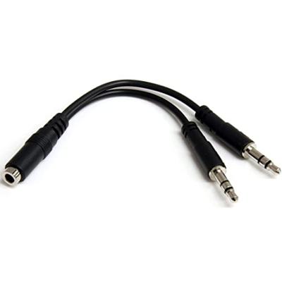 StarTech.com 3,5 mm audio jack Y-kabel - headset splitter - adapter - 1 x 3,5 mm 4 posities bus 2 x 3,5 mm 3-positie stekker - zwart