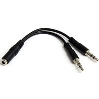 StarTech.com 3,5 mm audio jack Y-kabel - headset splitter - adapter - 1 x 3,5 mm 4 posities bus 2 x 3,5 mm 3-positie stekker - zwart - thumbnail