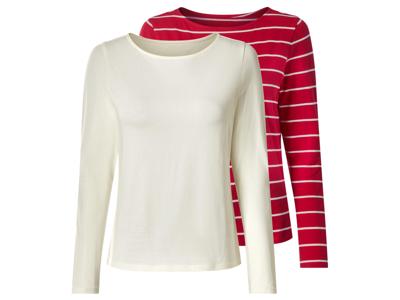 esmara Set van 2 dames longsleeves (Rood/wit, L (44/46)) esmara Set van 2 dames longsleeves (Rood/wit, L (44/46))