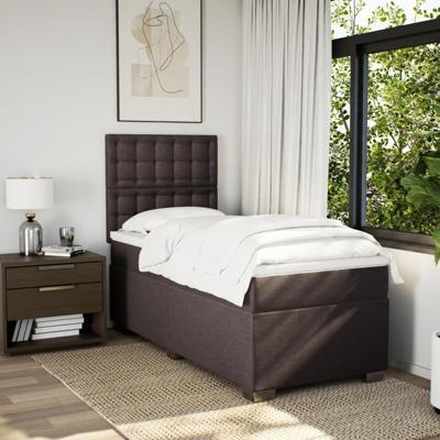 Boxspring met matras stof donkerbruin 140x200 cm - thumbnail