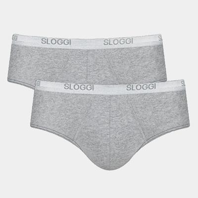 2-pak Basic Midi heren slips - Heup slips mannen - Katoenen onderbroek - heren ondergoed - M - Grijs - Onderbroek heren heren heren heren heren