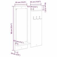 Wandgemonteerde kapstok met plank Zwart eiken 70 x 10 x 90 cm - thumbnail