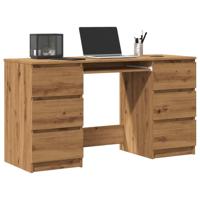 Bureau 140x50x77 cm bewerkt hout artisanaal eikenkleur - thumbnail