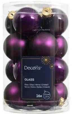 Kerstballen glas d3,5 cm vijg 16 st Decoris - Decoris