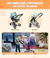 Combi-poppenwagen Mika - Melange Antraciet Mint - thumbnail